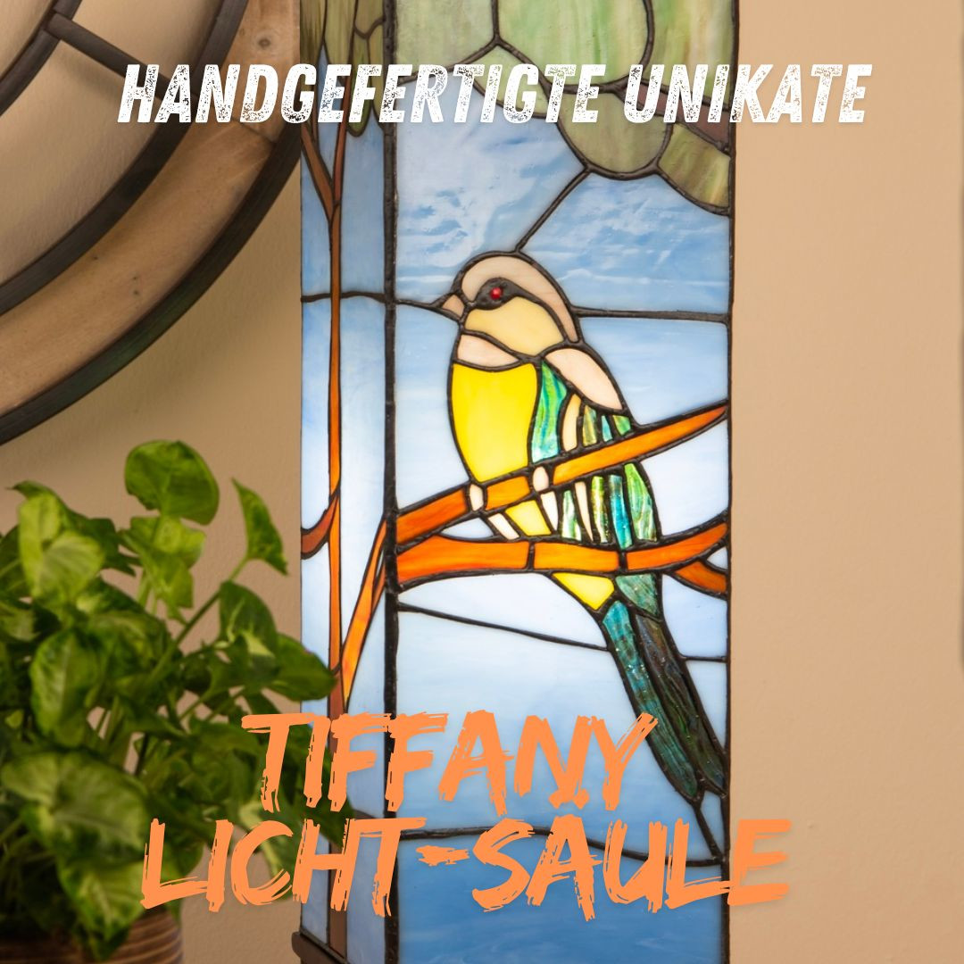 Tiffany-Bleiglaskunst-Lichtsäule-Lampe-Leuchte