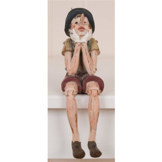 Clayre & Eef 6PR0149 Dekoration Figur Pinocchio sitzend ca. 13 x 8,5 x 29 cm