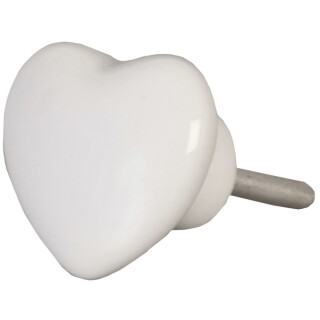 Clayre & Eef - Türknopf Möbelknopf Herz weiß - ca. 3,8 x 3,8 cm