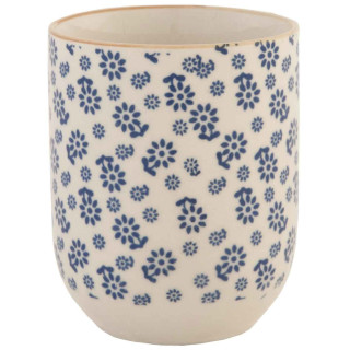 Clayre & Eef 6CEMU0022 Becher Tasse ohne Henkel Blumen blau ca. Ø 6 x 8 cm