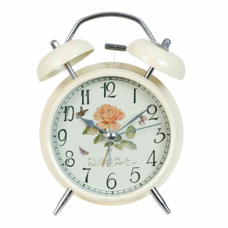 Uhr Tischuhr Wecker natürlich Blumen Schmetterling 8 x 5 x 12 cm Clayre & Eef 6AC0011