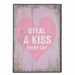 Magnet Kühlschrankmagnet Herz rosa STEAL A KISS EVERY DAY 5 x 7 cm Clayre & Eef 6Y1841