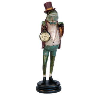 Deko Dekoration Dekofrosch Figur Frosch mit Uhr Ø 14 x 46 cm Clayre & Eef 6PR0914