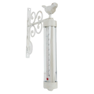 Außenthermometer Wandthermometer Außen - Thermometer Vogel weiß 19 x 4 x 29 cm Clayre & Eef 6Y2268