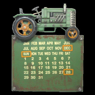 JJTR0007 Kalender Dauerkalender Traktor grün 34*28*6 cm Clayre & Eef