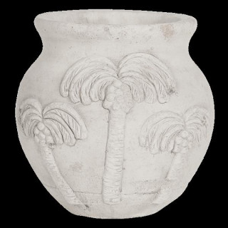 6TE0281 Mediterraner Blumentopf Motiv Palmen Ø 15*14 cm Clayre & Eef