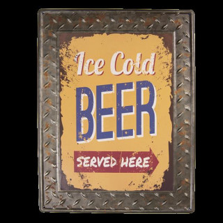 6Y3611 Nostalgieschild Textschild Schild Werbschild Ice Cold Beer served here 	30*40 cm Clayre & Eef