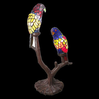 5LL-6017 Papagei Tiffany Bleiglaslampe Tischlampe Lampe Tischleuchte Leuchte 50*24*63 cm E14/max 2*40W Lumilamp
