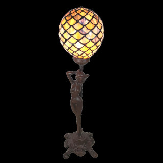 5LL-6024 Frau Akt Tiffany Bleiglaslampe Tischlampe Lampe Tischleuchte Leuchte 21*21*51 cm E14/max 1*25W Lumilamp