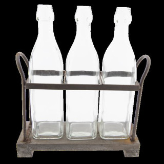 6Y3317 Nostalgie Flaschenhalter mit 3 Flaschen 30*10*35 cm Clayre & Eef
