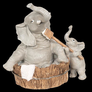 6PR2589 Dekoration Figur Elefant mit Kind in der Badewanne 13*9*13 cm Clayre & Eef