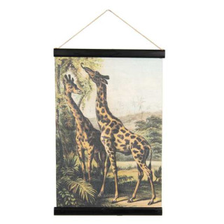 6WK0032 Wandbild Wandkarte Motiv Tiere Giraffe 40*2*60 cm Clayre & Eef