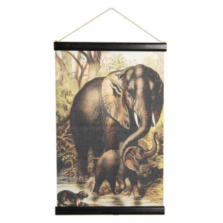 6WK0033 Wandkarte Wandbild Tiere Motiv Elefanten 40*2*60 cm Clayre & Eef