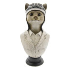 6PR2402 Dekoration Büste Figur Katze mit Mütze...