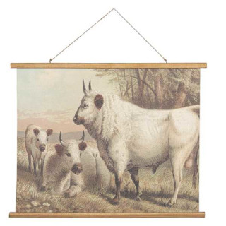 5WK0029 Wandkarte Wandbild Kühe 100*2*75 cm Clayre & Eef