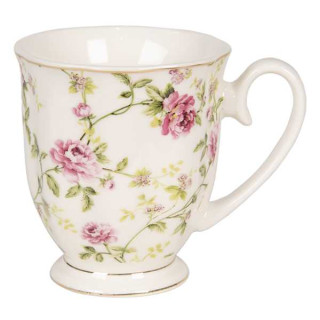 6CE0838 Zarte Blüten Tasse Mug Becher 11*8*9 cm Clayre & Eef