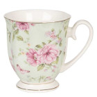 6CEMU0058 Zartes Mint mit Blumen Tasse Becher Mug 11*8*9...