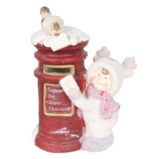 6CE0991 Weihnachten Dekoration Figur Kind am Postkasten Letters for Santa Christmas 29*17*39 cm Clayre & Eef