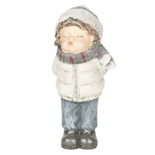 6PR2440 Weihnachten Dekoration Figur Kind im Winter 10*9*20 cm Clayre & Eef