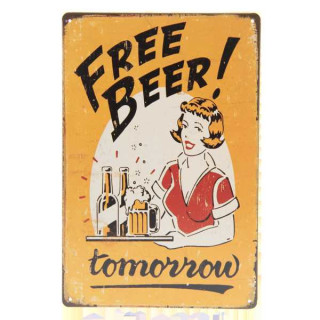 6Y3122 Textschild Nostalgieschild Blechschild Free Beer Tomorrow 20*30 cm Clayre & Eef