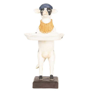 6PR2459 Dekoration Figur Kuh stehend mit Tablett 17*15*31 cm Clayre & Eef