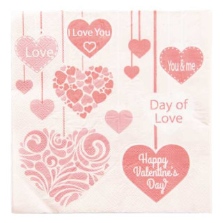 73039 Servietten Papierservietten Happy Valentine`s Day 33*33 cm (20) Clayre & Eef