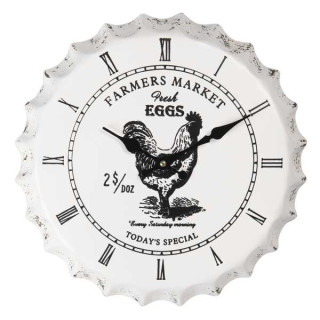 6KL0609 Uhr Wanduhr Huhn Fresh Eggs Ø 35*5 cm / 1*AA Clayre & Eef