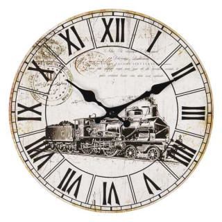 6KL0606 Wanduhr Uhr Nostalgie Eisenbahn Ø 30*3 cm / 1*AA Clayre & Eef