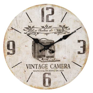 6KL0601 Uhr Wanduhr Salon de Vintage Camera Ø 30*3 cm / 1*AA Clayre & Eef