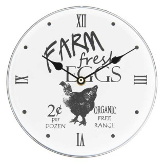 6KL0530 Uhr Wanduhr Farm Fresh Eggs Ø 23*4 cm / 1*AA Clayre & Eef