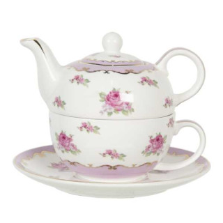MC Trend Tea for one 3 teiliges Set Teekanne mit Tasse und Unterteller im Punkte Design für Tee Genießer