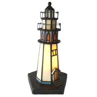5LL-6053 Tiffany Bleiglaslampe Tischlampe Tischleuchte Lampe Leuchte Leuchtturm Ø 12*28 cm E14/max 1*25W Lumilamp
