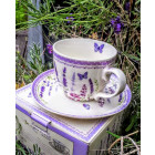1036 LAVF Lavendel Feld Tasse mit Untertasse und...