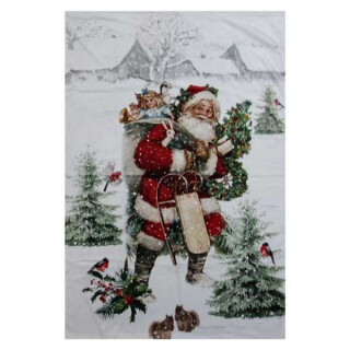 Clayre & Eef - Plaidt Kuscheldecke Wohndecke Sofadecke Weihnachtsmann Nikolaus - 130 170 cm