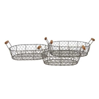 Clayre & Eef - 3er Set Korb Körbe Aufbewahrung 42 27 15 / 38 23 14 / - 34 19 13 cm