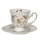 6CE1180 Kaffeetasse Tasse mit Untertasse Motiv weiße Blumen Rosen 12*9*9 / Ø 14*1 cm / 0.2L Clayre & Eef