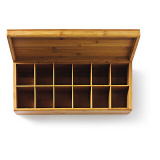 GD696482SL Holz Teekiste Teedose Kiste Tee 12 Fächer 37.5 x 15.5 x 10 cm