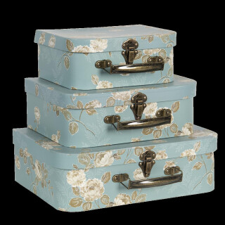 Clayre & Eef - 3er Set Deko-Koffer Schachtel Box Aufbewahrung 30 21 9/25 18 9/ - 20 16 8 cm