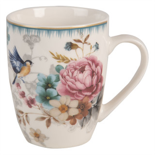 PIRMU Becher Tasse Mug Pot Serie Peony Roses Pfingst-Rose 12*8*10 cm / 0,36L Clayre & Eef