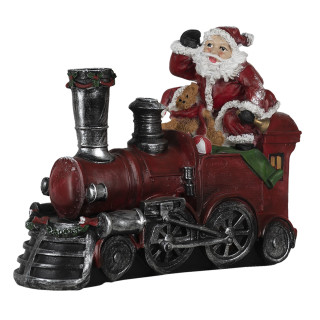 6PR4758 Weihnachtsdeko Deko-Figur Santa-Claus Nikolaus auf Lokomotive 28*12*23 cm Clayre & Eef