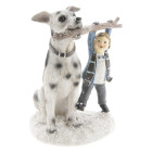 6PR2408 Deko-Figur Kind und Hund spielen 14*13*18 cm...