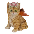6PR3352 Deko-Figur Katze Kätzchen mit Blumen und...