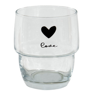 6GL3712 Glas Becherglas Trinkglas Love Herz Ø 8*9 cm / 200 ml Clayre & Eef