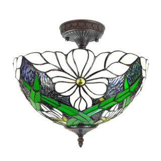5LL-6139 Tiffany-Deckenleuchte-Deckenlampe Lampe Leuchte floral Blumen Clayre & Eef/Lumilamp