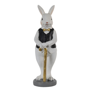 Clayre & Eef - Oster-Deko Osterhase mit Stock und Fliege - 5 5 15 cm