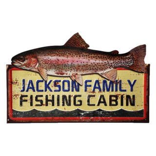 6Y4896 Textschild Blechschild Fischer Fisch Fishing Cabin  60*1*38 cm Clayre & Eef