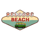 6Y4909 Nostalgieschild Blechschild Welcome Beach Camper...