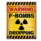 6Y5114 Textschild Blechschild Warnschild Warning F-Bombs...