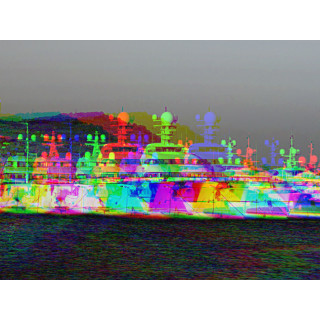 Foto102 Oligarchen Yachten Hafen Schiffe Fotokunst auf Leinwand Bild Gemälde Wanddekoration Wandbild Art Kunst 60 x 45 cm