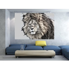 Foto140 Löwe Löwenkopf 60 x 45 cm Fotokunst auf Leinwand Art Kunst-Objekt König-der-Löwen-Tiere Gemälde  